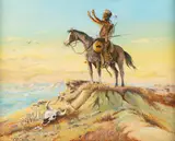 C.R. Cheek, Lookout, oil on canvasboard