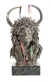 Michael Coleman, Split Horn Ermine Tail Bonnet, bronze