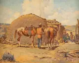 Navajo Hogan by Gray P. Bartlett, oil on canvas, offered Mar 2023