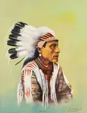 Clarence Cuts the Rope, Chief Red Whip, oil on canvas