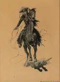 With Apologies to Remington by Irvin "Shorty" Shope, watercolor, offered Mar 2023
