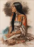 Sioux Dress by Jr. William Whitaker, pastel, offered Mar 2023