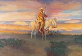 Dave Powell, (CA) Split Horns and Rider, watercolor