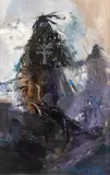 Dragonfly Warrior by Rocky Hawkins, oil on board, offered Mar 2023