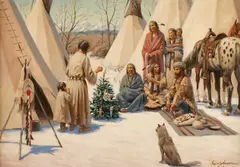 Harvey W. Johnson, (CA) Moccasin Ornament, oil on canvasboard