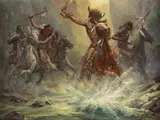 Reynold Brown, Charging Indians, oil on canvas