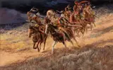 Tom Beecham, Indians on the Run, oil on canvas