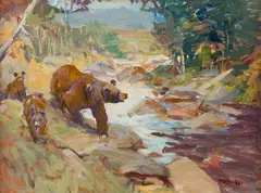 Frank B. Hoffman, Twin Cubs, oil on board