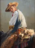 Krystii Melaine, Ranch Security, oil on canvasboard