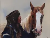 Kiowa Pride by John Fawcett, gouache, offered Mar 2023