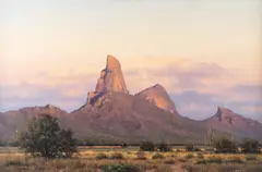 Morning Picacho Peak by Michael Stack, oil on canvas, offered Mar 2023