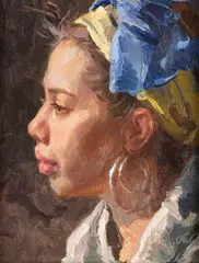 Scott Burdick, Courtney Profile, oil on canvasboard