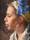 Scott Burdick, Courtney Profile, oil on canvasboard