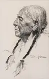 Pueblo Elder by Robert Daughters, pencil, offered Mar 2023