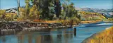 Shirley Cleary, Fishing near the Snake, gouache