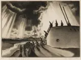 Rain Dance Beginning at Old Tamaya by Gene Kloss, etching Original pencil signature lower right, Ed. 50 and, offered Mar 2023