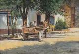 Quiet Morning by Jr. Paul Abram, gouache, offered Mar 2023