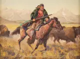 Gary Carter, (CA) Buffalo Runner, oil on canvas