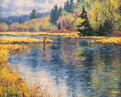 Randy Van Beek, Solitude on the River, oil on canvasboard