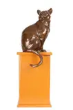 Dan Ostermiller, Perching Cat, bronze on custom stand