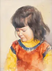Inquisitive by Dee Toscano, oil on board, offered Mar 2023