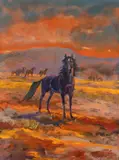 George E. Flett, Stallion, oil on canvas, gallery wrapped
