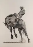 Banshee by Bill Harrison, watercolor painting with Wolff Carbon pencils, offered Mar 2023