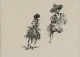 Edward Borein, Mounted Vaquero, ink $800-1,200 Provenance: Letter of Authenticity from Harold G. Davidson