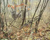 Crossing the Line by Rusty Hines, acrylic on canvas, offered Mar 2023