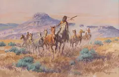Robert F. Morgan, (NWR) Captured Ponies, watercolor