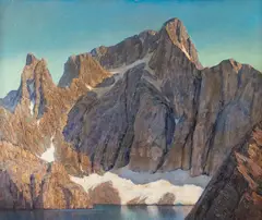 Crumbling Peaks by Leland Curtis, oil on board, offered Mar 2023