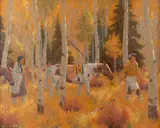 Autumn Courtship by Roger Williams, oil mounted on linen, offered Mar 2023