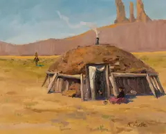 Ray Vinella, Navajo Visitor, oil on canvas