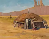 Navajo Visitor by Ray Vinella, oil on canvas, offered Mar 2023