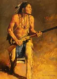 David Mann, On the Defense, oil on board