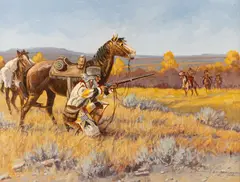 Robert F. Morgan, (NWR) Old Menard-Caught in the Open, oil on canvas