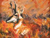The Pronghorn by Harry Koyama, oil on board, offered Mar 2023