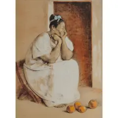 Francisco Zúñiga, "Mujer de Yucatan con Naranjas," (Woman from Yucatan with Oranges), 1973, lithograph in eight colors, [approximate dimensions -
