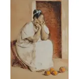 Francisco Zúñiga, "Mujer de Yucatan con Naranjas," (Woman from Yucatan with Oranges), 1973, lithograph in eight colors, [approximate dimensions -
