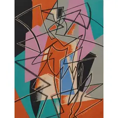 Gino Severini, "Pas De Deux," (Step for Two), colored, lithograph, [approximate dimensions -