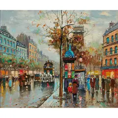 Antoine Blanchard, "Paris Boulevard,", oil on canvas, [approximate dimensions -
