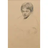 Dieter Borst, Bartlett III (American, born 1955), "Will Reading Sunday Night," October 20th, 1985, pencil drawing with very minimal white highlights on paper, [approximate dimensions -