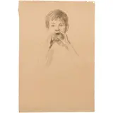Dieter Borst, Bartlett III (American, born 1955), "Will in Window For House...", pencil drawing on brown toned paper, [approximate dimensions -