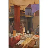 'The Draper's Stall,' 1984, from the 'Jerusalem Shadows,' by Elias Friedensohn, oil and acrylic on canvas, [approximate dimensions - canvas: 22" H x 14" W], offered Jul 2026