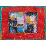Carolyn Cole, Abstract in Reds, mixed media and collage on paper, [approximate dimensions -