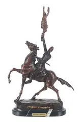 Featured in this lot is an after Frederic Sackrider Remington (born in 1861 and died in 1909) by Frederic Remington, bronze sculpture, offered Jan 2026