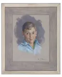 William Draper, Untitled, oil pastel portrait painting, 1950
