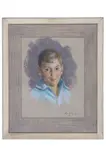 William Draper, Untitled, oil pastel portrait painting, 1950