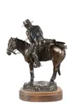 Stepping in the Saddle by Brock Holbrook, bronze, offered Nov 2025