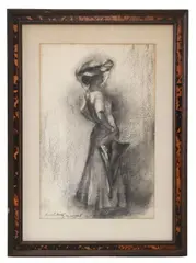 Anna E. Meltzer, 1945, Charcoal On Paper